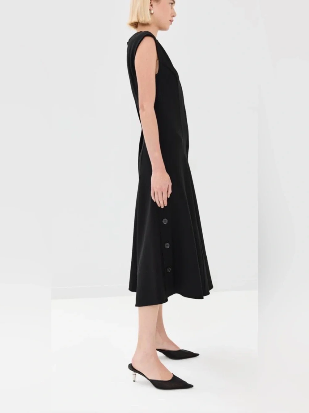 Proenza Schouler Women's Georgia Dress Black Sleeveless A-Line Dress - Picture 11 of 15